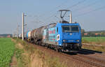 Mit einem Kesselwagenzug rollte 185 512 am 29.09.17 durch Rodleben Richtung Roßlau.