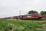 185 632-7 der Emons Rail Cargo unterwegs mit Container in Richtung Hamburg.
