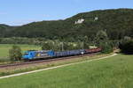 185 526 von  Widmer Rail Service  mit offenen Güterwagen am 30.