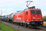 Rhein Cargo 185 582-4 am03.09.2020 nördlich von Salzderhelden am BÜ 75,1  mit Kesselwagen in Richtung Kreiensen