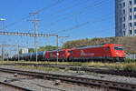 Doppeltraktion, mit den Loks 185 582-4 und 185 588-1 durchfährt am 19.07.2022 den Bahnhof Pratteln.