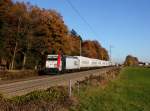 Die 185 664 am mit einem KLV-Zug 06.11.2015 unterwegs bei Hufschlag.