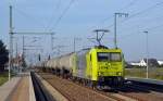 185 534 der CFL Cargo zog am 31.10.15 einen Kesselwagenzug durch Rodleben Richtung Dessau.