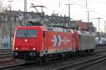 RHC 185 582-4 mit RHC 145 084-0 am Haken durchfahren Köln-West 5.12.2015