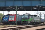 Am 26.05.2015 standen ELL/WLC 193 224, ITL 185 650-9 und PRESS 140 038-0 (140 851-7) zusammen mit noch weiteren Loks unter der Blauen Brücke in Hamburg Waltershof und warten auf neue Aufgaben.