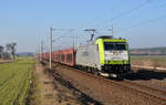 Am 15.02.17 rollte 185 562 mit einem leeren Autozug durch Rodleben Richtung Roßlau.