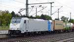 RTB CARGO GmbH mit Rpool   186 297-8  [NVR-Number: 91 80 6186 297-8 D-Rpool] und Containerzug am 19.07.18 Bf. Flughafen Berlin-Schönefeld.