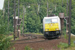 Frontalaufnahme der 186 168-1 von ECR auf der Schleife in Ekeren. Aufnahme vom 13/08/2010.