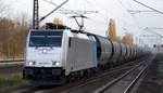 HSL mit der Rpool  186 435-4  [NVR-Number: 91 80 6186 435-4 D-Rpool] und Getreidezug am 05.11.18 Bf.