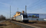 186 267 von akiem führte für ihren Mieter CTL am 23.02.19 einen Kesselwagenzug vorbei am Claas-Werk Landsberg Richtung Bitterfeld.
