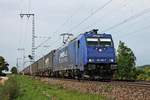 Am Nachmittag des 08.06.2018 fuhr RRL/XRAIL 186 269-7 mit dem  GTS -Containerzug (Zeebrugge - Piacenza) bei Müllheim (Baden) durchs Rheintal in Richtung Schweiz, wo sie ihren Zug dann an die SBB