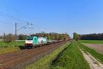 186 131 mit einem Stahlzug am 16.04.2019 bei Woltorf. 