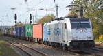 RTB CARGO GmbH, Düren [D] mit der Railpool  186 428-9  [NVR-Nummer: 91 80 6186 428-9 D-Rpool] und Containerzug am 22.10.19 Bf.
