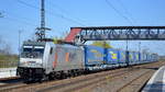 PKP Cargo International mit  186 351-3  [NVR-Nummer: 91 80 6186 351-3 D-AKIEM] und Taschenwagenzug am 21.04.20 Bf. Saarmund. Viele Grüße an den Tf. !!!!