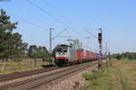 186 508 mit einem Containerzug bei Wiesental 22.4.20