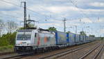 PKP CARGO INTERNATIONAL a.s./AWT, Ostrava [CZ] mit  186 353-9  [NVR-Nummer: 91 80 6186 353-9 D-AKIEM] und Taschenwagenzug am 14.05.20 Bf. Saarmund. Viele Grüße an den Tf. !!!!