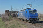 Lokomotive 186 268-9 am 25.03.2020 auf der Hochfelder Eisenbahnbrücke in Duisburg.