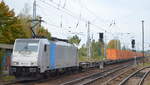 Railpool Lok  186 434-7  [NVR-Nummer: 91 80 6186 434-7 D-Rpool], aktueller Mieter?. mit Containerzug Richtung Frankfurt/Oder am 08.10.20 Berlin Hirschgarten.