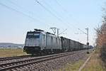 Am frühen Nachmittag des 02.04.2020 fuhr Rpool/XRAIL 186 292-9 mit dem  GTS -Containerzug (Piacenza - Zeebrugge), welchen sie seit Basel SBB RB bespannte, nördlich von Hügelheim über die Rheintalbahn in Richtung Freiburg (Breisgau).