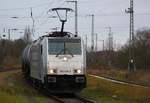 Ankunft HSL Zugnummer 95465 mit Railpool 186 436-2 am 30.11.2020 in Anklam von Rostock Seehafen kommend.
