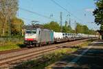 186 107 Railpool mit Fiatzug in Hilden, Mai 2021.