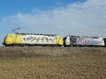 Lokomotiven 189 903 und 186 444 am 2.3.2024 bei Zorneding.