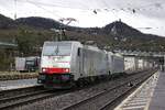 186 108 Railpool/bls cargo mit KLV in Königswinter, Februar 2016.