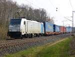 RAILPOOL 186 539 mit KLV-Zug in Richtung NL in Rheine=Bentlage, 07.03.2026