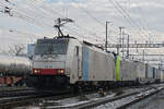 Doppeltraktion, mit den Loks 186 501-3 und 485 008-7 durchfährt am 22.01.2026 den Bahnhof Pratteln.