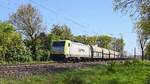 Captrain Deutschland 186 158-2 (91 80 6186 186 158-2 D-CCW), vermietet an CCW, mit Kokszug DGS 89241 Bottrop S�d - Bremen Stahlwerke (bei Lembruch, 30.04.2026).