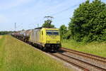 Deutschland 
Lok 186 117 von BLSCN zieht einem Kesselzug in Kaarst Broicherseite. Nach der Stilllegung der Strecke zwischen Aachen West und Aachen Hbf werden Z�ge von und nach Belgien nach K�ln und weiter, �ber Krefeld umgeleitet. 
28/5/2026