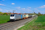 186 434 Railpool mit einem Ambrogio KLV-Zug bei Uffenheim Richtung W�rzburg, 28.04.2022