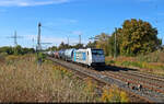 Von Wei�enfels kommend, steuert 186 436-2 mit ihren Kesselwagen den Bahnhofsbereich von Gro�korbetha an.

🧰 Railpool GmbH, vermietet an die Rheinische Bahnpersonal- und Verkehrsgesellschaft mbH (RBP)
🕓 23.9.2025 | 10:43 Uhr