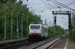 Sonderaufgabe fr E 186 137: Im Auftrag der DB ist sie mit einem Messwagen an der Bergstrasse unterwegs.