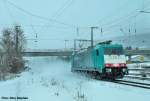 Die berraschung des Tages! E186 248-1 von Bombardier rauscht vermutlich auf einer Testfahrt,durch den Bahnhof von Gemnden am Main gen Wrzburg (Fotourlaub Gemnden 01.02.10)