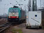 Weil die  Schwellenbeier  der Firma Hering aus Burbach hier unterwegs sind, rangiert Cobra 186 202 ( 2810) heute am 18.02.2011 ganz besonders vorsichtig in Aachen West.