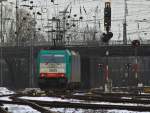 Freie Fahrt fr Cobra 186 197 (2805), sie verlt am 14.02.2012 als Lz Aachen West nach M wie Montzen (B).