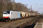 Die 186 110 der RTC zieht einen Gz durch Dinslaken am 23.03.2012