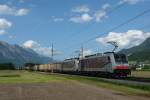 Der Leipziger-KLV war am 19.05.2012 mit 186 285 + 186 284 bespannt und konnte bei Vomp festgehalten werden.