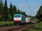 Leichtes Spiel fr Cobra 186 213 (2821). Am 22.07.2012 zieht sie einen nur teilweise beladenen Containerzug die Rampe von Aachen West zum Gemmenicher Tunnel nach Belgien hoch.