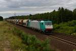 186 129 mit einem Gterzug am 21.07.2012 unterwegs bei Boczw.