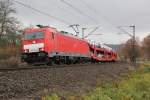 186 321-6 mit Autotransportzug in Fahrtrichtung Sden.