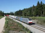 Die 186 251 und die 186 290 mit einem KLV-Zug am 13.10.2013 unterwegs bei Teisendorf.