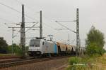 E186 143-4  Floyd  mit einem Getreidezug in K�ln Porz Wahn, Juli 2014.
