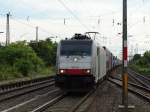 Railpool 186 104 mit Containerzug am 19.09.14 in Weinheim von Bahnsteig aus fotografiert