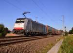 BLS Cargo 186 108 mit einem Containerzug bei Gubberath am heutigen Spätnachmittag gen Rheydt fahrend.