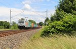 E 186 147 HSL zu sehen am 15.06.16 mit einem Container an der Schöpsdrehe bei Plauen/V.