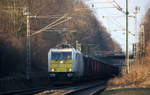 186 314-1 der Euro Cargo Rail kommt die Kohlscheider-Rampe hoch aus Richtung Neuss,Herzogenrath mit einem Schrottzug aus Köln-Kalk(D) nach Genk-Goederen(B) und fährt durch Kohlscheid in