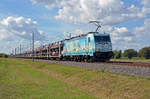 Am 06.09.20 schleppte 186 364 der HSL einen BLG-Autozug, beladen mit Toyota Kleinwagen, durch Braschwitz Richtung Köthen.