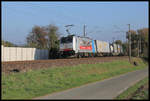 DB 186479  Een job bej DB  ist hier bei Lotte am 4.11.2020 um 10.20 Uhr mit einem Containerzug in Richtung Niederlande unterwegs.